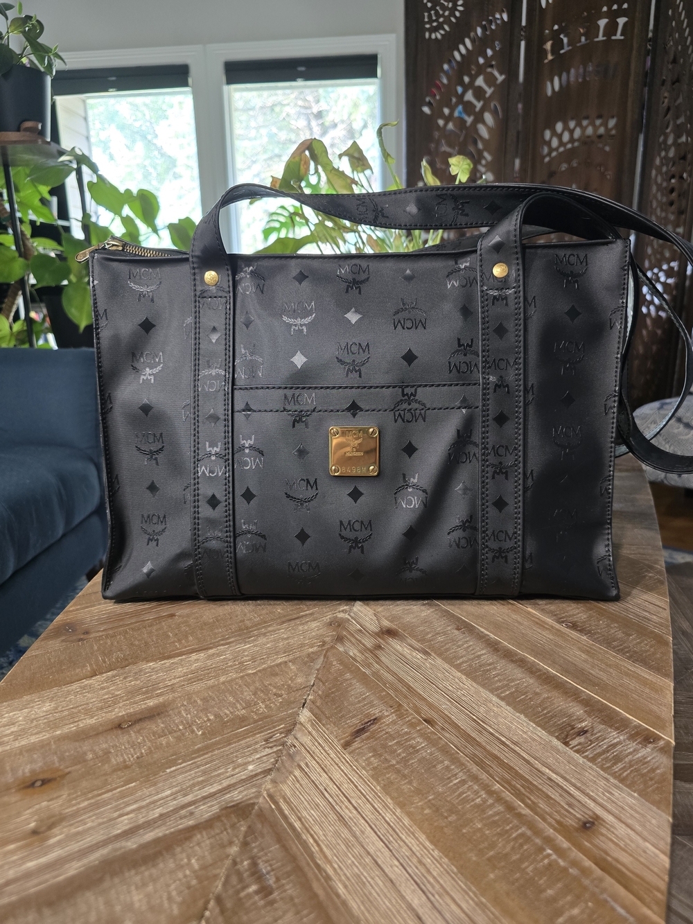 Authentic MCM Black Visetos Monogram Tote Bag - EXCELLENT (w/ CheckCheck CoA)